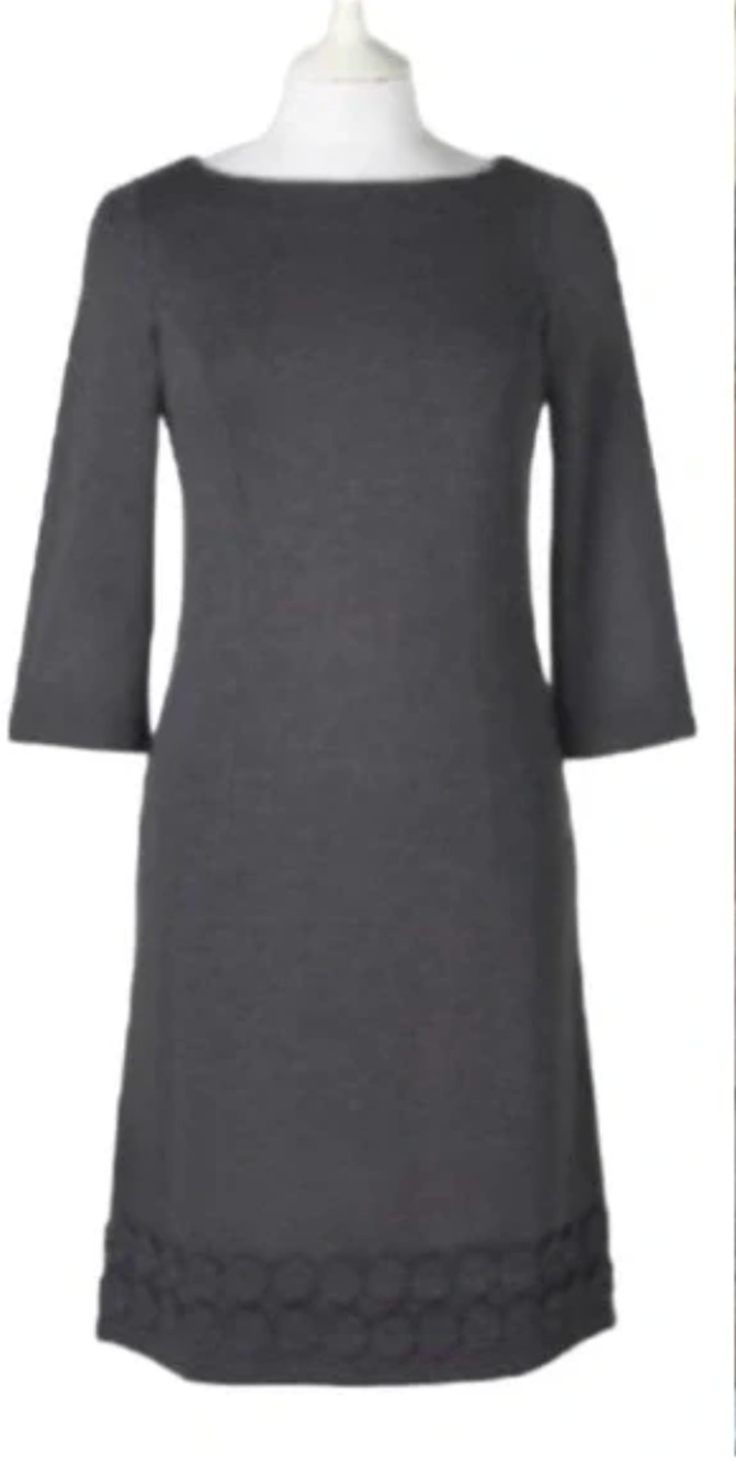 Boden Jersey Circle Shift Dress Black 6 US 10UK 3/4 Sleeve Boat Neck